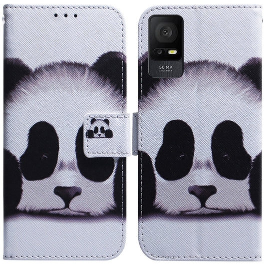 For TCL 408 Coloured Drawing Flip Leather Phone Case(Panda) - More Brand by buy2fix | Online Shopping UK | buy2fix