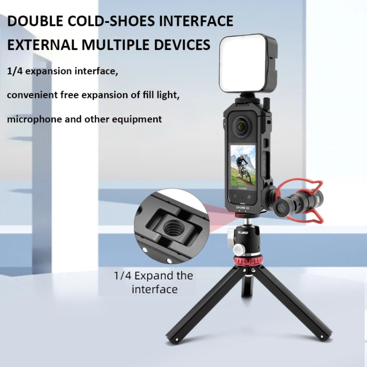 For Insta360 X3 YELANGU LW-ONE X3 Metal Cage Extended Frame Case With T1 Tripod - DJI & GoPro Accessories by YELANGU | Online Shopping UK | buy2fix