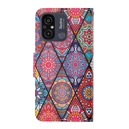 For Xiaomi Redmi 12C Colored Drawing Pattern Flip Leather Phone Case(Diamond Totem) - Xiaomi Cases by buy2fix | Online Shopping UK | buy2fix