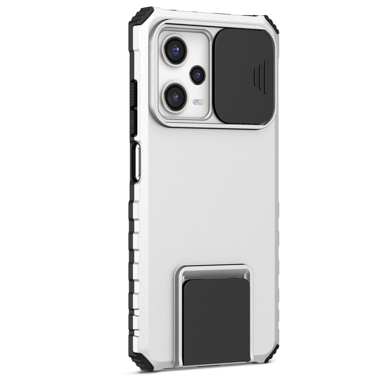 For Xiaomi Redmi Note 12 Pro 5G / Poco X5 Pro Stereoscopic Holder Sliding Camshield Phone Case(White) - Note 12 Pro Cases by buy2fix | Online Shopping UK | buy2fix