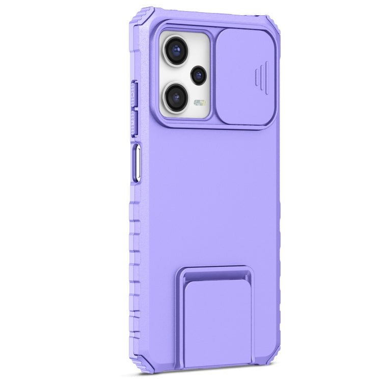 For Xiaomi Redmi Note 12 Pro 5G / Poco X5 Pro Stereoscopic Holder Sliding Camshield Phone Case(Purple) - Note 12 Pro Cases by buy2fix | Online Shopping UK | buy2fix