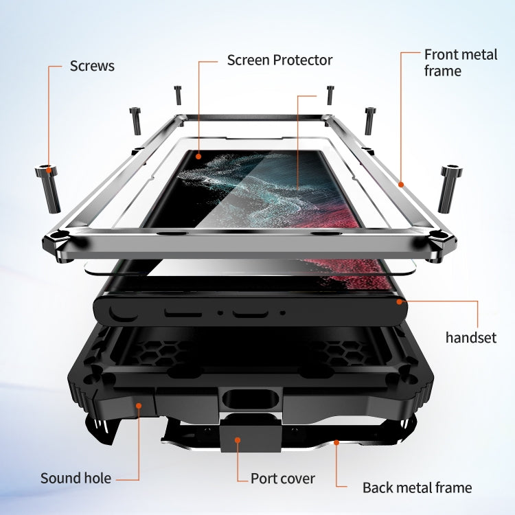 For Samsung Galaxy S22 Ultra 5G R-JUST RJ-56 3rd Gen Life Waterproof Dustproof Shockproof Phone Case(Silver) - Galaxy S22 Ultra 5G Cases by R-JUST | Online Shopping UK | buy2fix