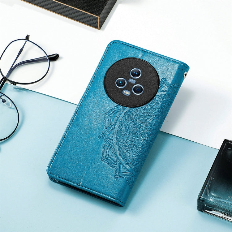 For Honor Magic5 Mandala Flower Embossed Leather Phone Case(Blue) - Honor Cases by buy2fix | Online Shopping UK | buy2fix