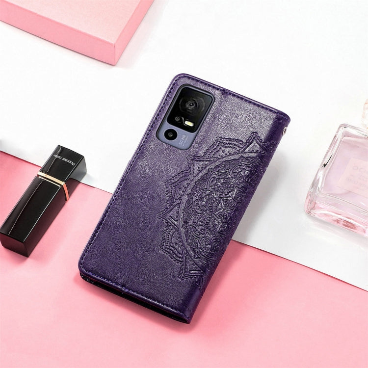 For TCL 40R Mandala Flower Embossed Leather Phone Case(Purple) - More Brand by buy2fix | Online Shopping UK | buy2fix