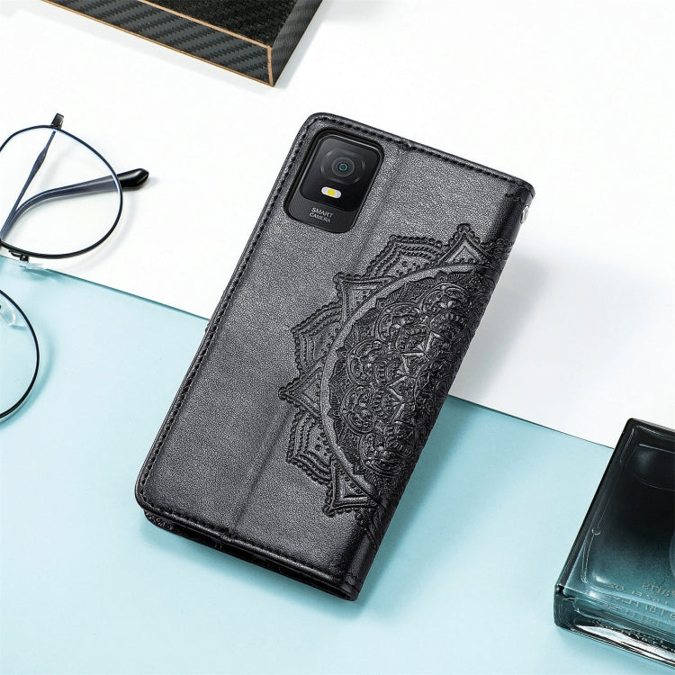 For TCL 403 Mandala Flower Embossed Leather Phone Case(Black) - More Brand by buy2fix | Online Shopping UK | buy2fix