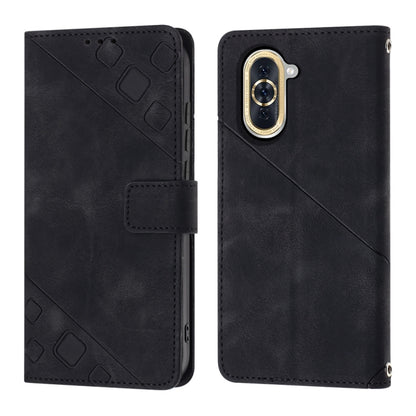 For Huawei nova 10 Skin-feel Embossed Leather Phone Case(Black) - Huawei Cases by buy2fix | Online Shopping UK | buy2fix