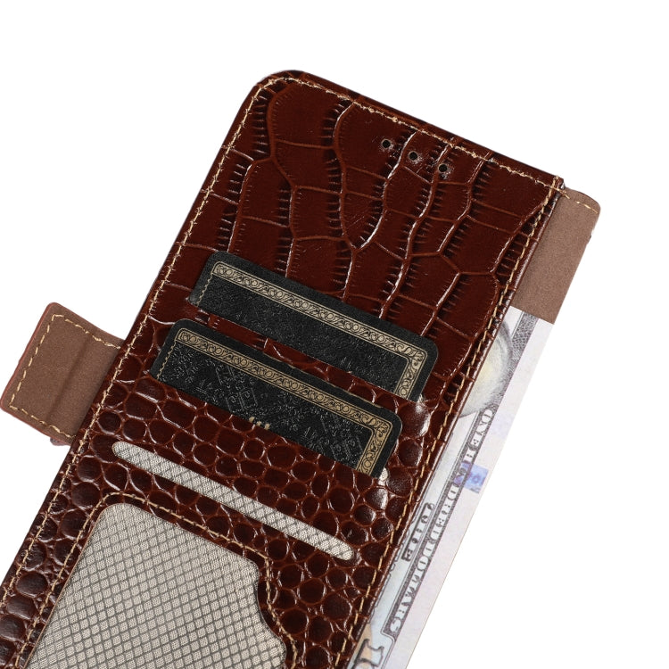 For Nokia C12 4G Crocodile Top Layer Cowhide Leather Phone Case(Brown) - Nokia Cases by buy2fix | Online Shopping UK | buy2fix