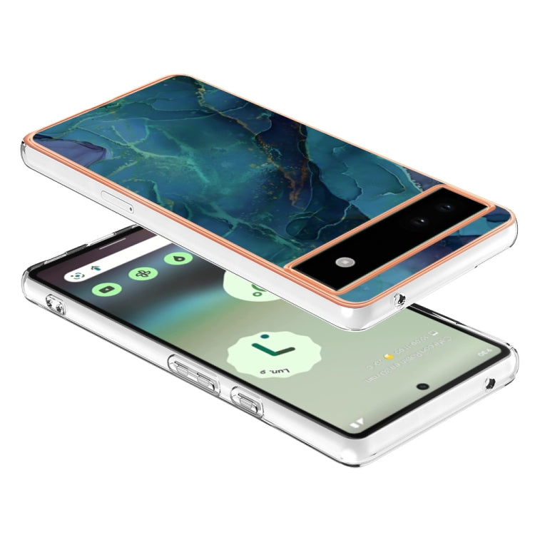 For Google Pixel 6A Electroplating Marble Dual-side IMD Phone Case(Green 017) - Google Cases by buy2fix | Online Shopping UK | buy2fix