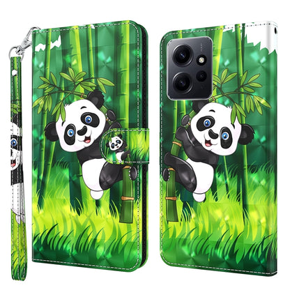 For Xiaomi Redmi Note 12 4G Global 3D Painting Pattern Flip Leather Phone Case(Bamboo Panda) - Note 12 Cases by buy2fix | Online Shopping UK | buy2fix