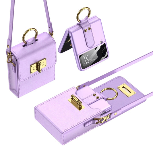 GKK Mini Backpack Plain Phone Bag + Phone Case with Ring For Samsung Galaxy Z Flip4 5G(Purple) - Galaxy Z Flip4 5G Cases by GKK | Online Shopping UK | buy2fix