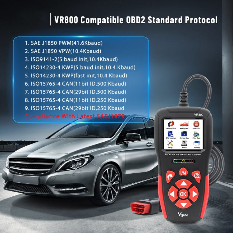 Vgate VR800 Car Code Reader OBD2 Diagnostic Scanner -  by Vgate | Online Shopping UK | buy2fix