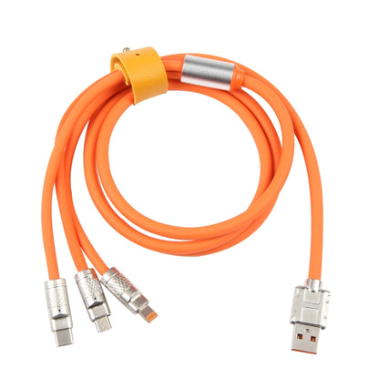 Mech Series 6A 120W 3 in 1 Metal Plug Silicone Fast Charging Data Cable, Length: 1.2m(Orange) -  by buy2fix | Online Shopping UK | buy2fix