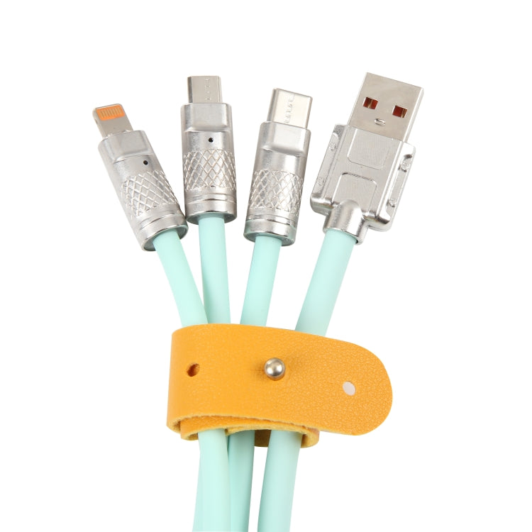 Mech Series 6A 120W 3 in 1 Metal Plug Silicone Fast Charging Data Cable, Length: 1.2m(Mint Green) -  by buy2fix | Online Shopping UK | buy2fix