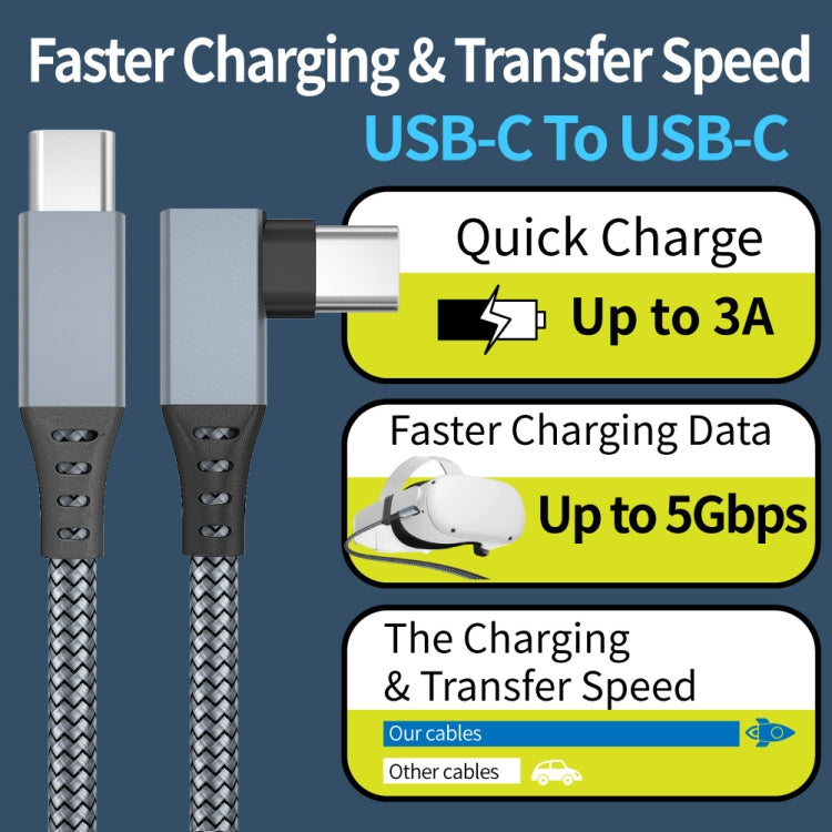 6m USB-C / Type-C to USB-C / Type-C Elbow 5Gbps 60W USB3.1 Gen1 Fast Charging Data-sync Cable(Grey) -  by buy2fix | Online Shopping UK | buy2fix