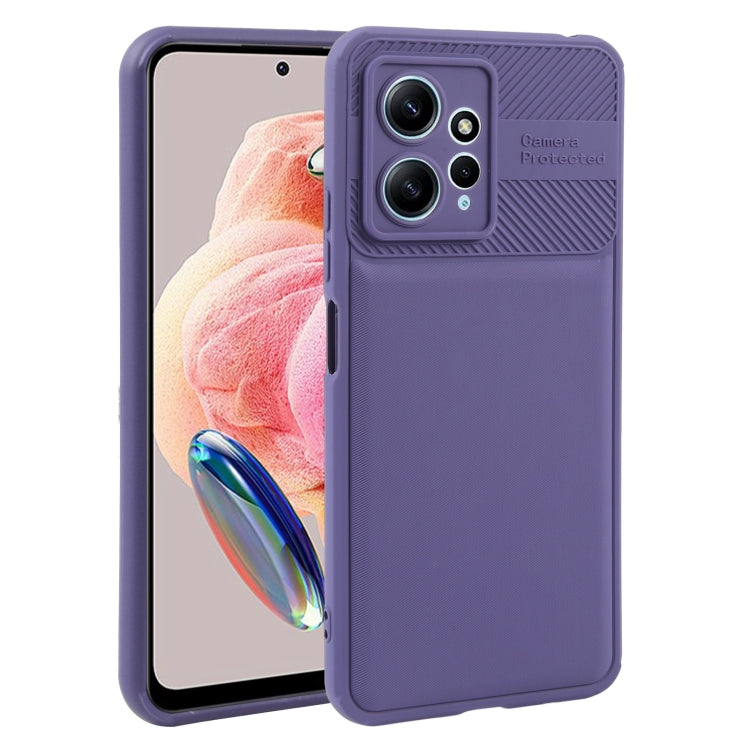 For Xiaomi Redmi Note 12 4G Twill Texture TPU Shockproof Phone Case(Purple) - Note 12 Cases by buy2fix | Online Shopping UK | buy2fix