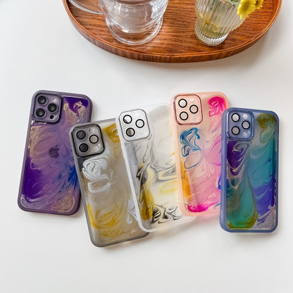 For iPhone 12 Pro Max Oil Painting Electroplating TPU Phone Case(Purple) - iPhone 12 Pro Max Cases by buy2fix | Online Shopping UK | buy2fix