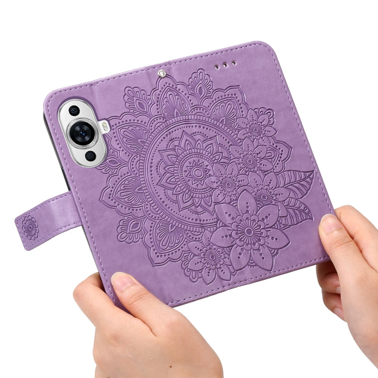 For Huawei nova 11 7-petal Flowers Embossing Leather Phone Case(Light Purple) - Huawei Cases by buy2fix | Online Shopping UK | buy2fix