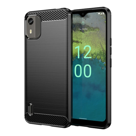 For Nokia C12 Brushed Texture Carbon Fiber TPU Phone Case(Black) - Nokia Cases by buy2fix | Online Shopping UK | buy2fix