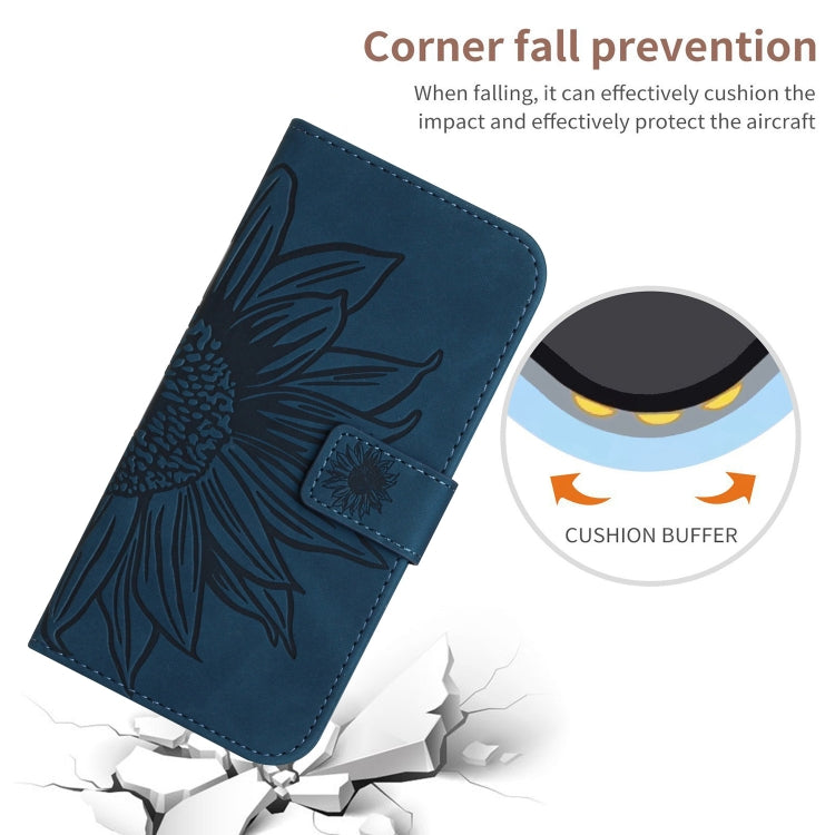 For Xiaomi Redmi Note 12S Skin Feel Sun Flower Embossed Flip Leather Phone Case with Lanyard(Inky Blue) - Xiaomi Cases by buy2fix | Online Shopping UK | buy2fix