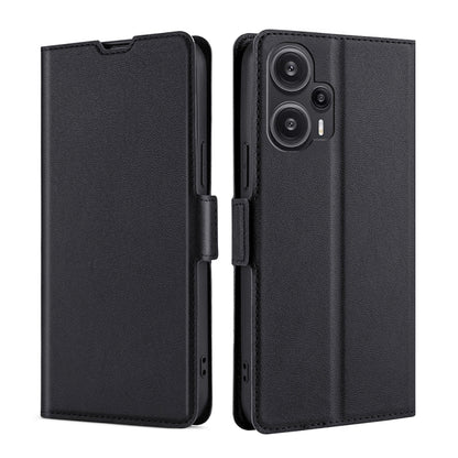 For Xiaomi Redmi Note 12 Turbo Ultra-thin Voltage Side Buckle Horizontal Flip Leather Phone Case(Black) - Xiaomi Cases by buy2fix | Online Shopping UK | buy2fix