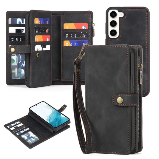 For Samsung Galaxy S21 FE 5G Zipper Wallet Detachable MagSafe Leather Phone Case(Black) - Galaxy Phone Cases by buy2fix | Online Shopping UK | buy2fix