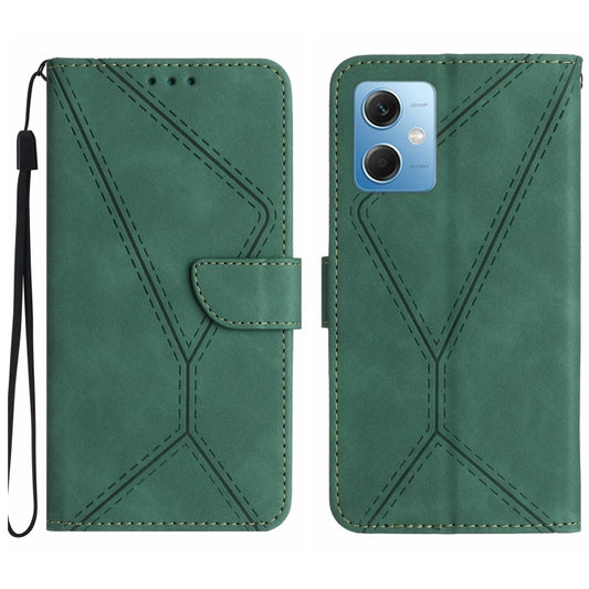 For Xiaomi Redmi Note 12 5G Stitching Embossed Leather Phone Case(Green) - Note 12 Cases by buy2fix | Online Shopping UK | buy2fix