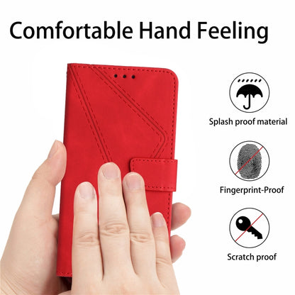 For iPhone 14 Stitching Embossed Leather Phone Case(Red) - iPhone 14 Cases by buy2fix | Online Shopping UK | buy2fix