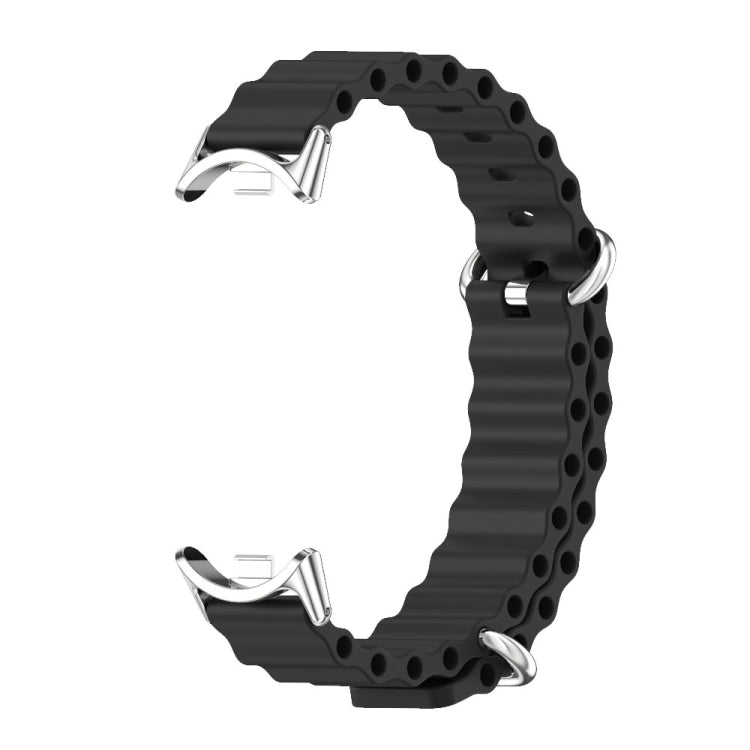 For Xiaomi Mi Band 8 / 9 / 9 NFC Mijobs Marine Silicone Breathable Watch Band(Black Silver) - Watch Bands by MIJOBS | Online Shopping UK | buy2fix