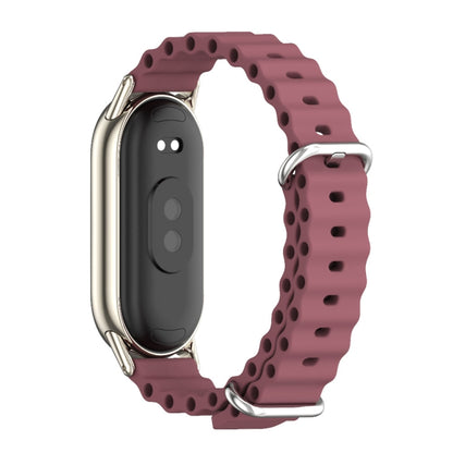 For Xiaomi Mi Band 8 / 9 / 9 NFC Mijobs Marine Silicone Breathable Watch Band(Wine Red Light Gold) - Watch Bands by MIJOBS | Online Shopping UK | buy2fix