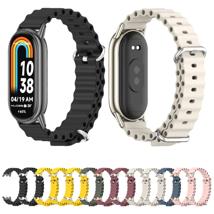 For Xiaomi Mi Band 8 / 9 / 9 NFC Mijobs Marine Silicone Breathable Watch Band(Black Silver) - Watch Bands by MIJOBS | Online Shopping UK | buy2fix