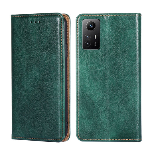 For Xiaomi Redmi Note 12S 4G Gloss Oil Solid Color Magnetic Leather Phone Case(Green) - Xiaomi Cases by buy2fix | Online Shopping UK | buy2fix