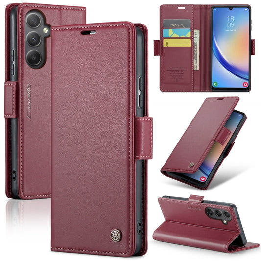 For Samsung Galaxy A34 5G CaseMe 023 Butterfly Buckle Litchi Texture RFID Anti-theft Leather Phone Case(Wine Red) - Galaxy Phone Cases by CaseMe | Online Shopping UK | buy2fix