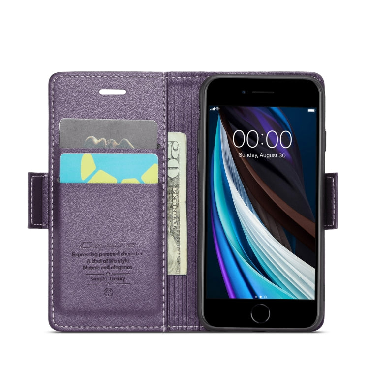 For iPhone SE 2022/SE 2020/6/7/8 CaseMe 023 Butterfly Buckle Litchi Texture RFID Anti-theft Leather Phone Case(Pearly Purple) - More iPhone Cases by CaseMe | Online Shopping UK | buy2fix