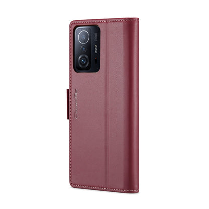 For Xiaomi 11T / 11T Pro CaseMe 023 Butterfly Buckle Litchi Texture RFID Anti-theft Leather Phone Case(Wine Red) - Xiaomi Cases by CaseMe | Online Shopping UK | buy2fix