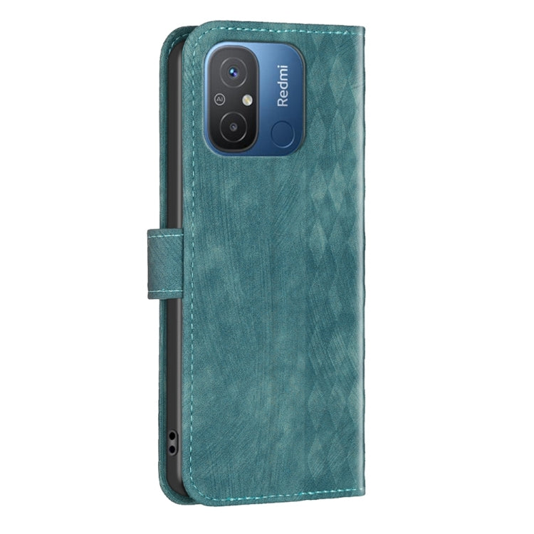 For Xiaomi Redmi 12C Plaid Embossed Leather Phone Case(Green) - Xiaomi Cases by buy2fix | Online Shopping UK | buy2fix