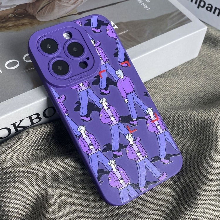 For iPhone X / XS Liquid Silicone Pedestrians Pattern Phone Case(Purple) - More iPhone Cases by buy2fix | Online Shopping UK | buy2fix
