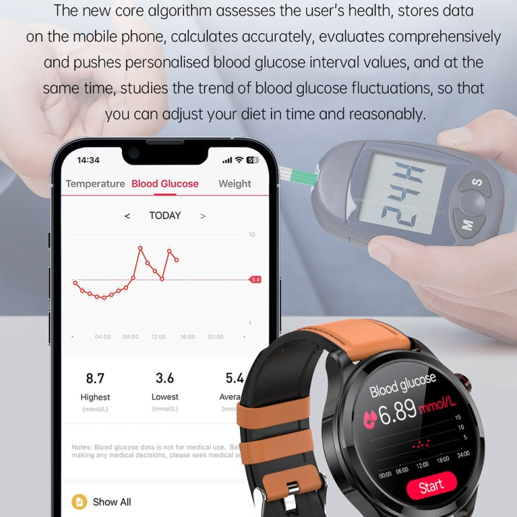 TK22 1.39 inch IP67 Waterproof Leather Band Smart Watch Supports ECG / Non-invasive Blood Sugar(Black) - Smart Watches by buy2fix | Online Shopping UK | buy2fix