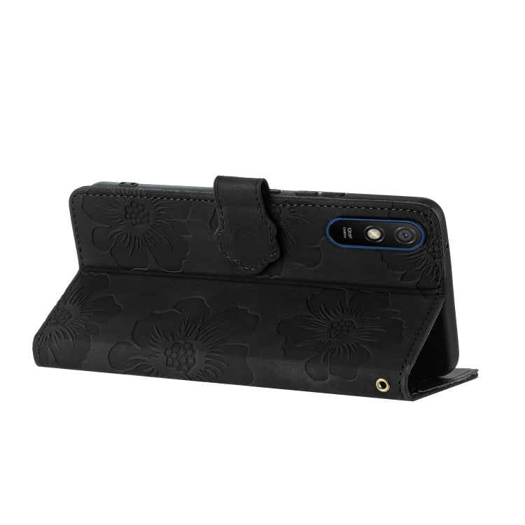 For Xiaomi Redmi 9A Flower Embossing Pattern Leather Phone Case(Black) - Xiaomi Cases by buy2fix | Online Shopping UK | buy2fix