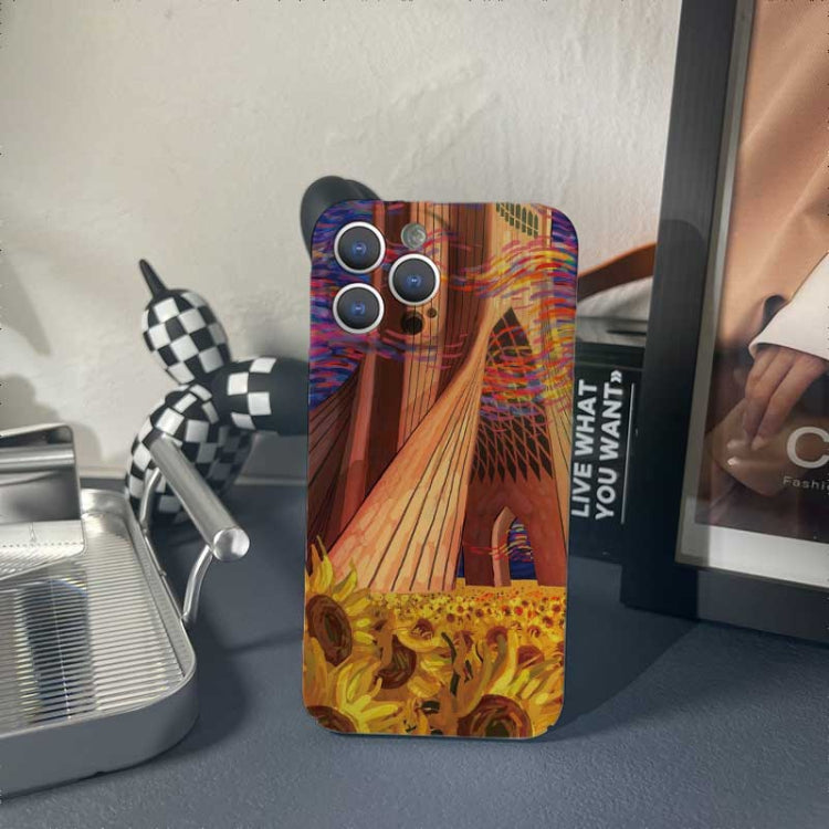 For iPhone 13 mini Precise Hole Oil Painting Pattern PC Phone Case(Architectural Painting) - iPhone 13 mini Cases by buy2fix | Online Shopping UK | buy2fix