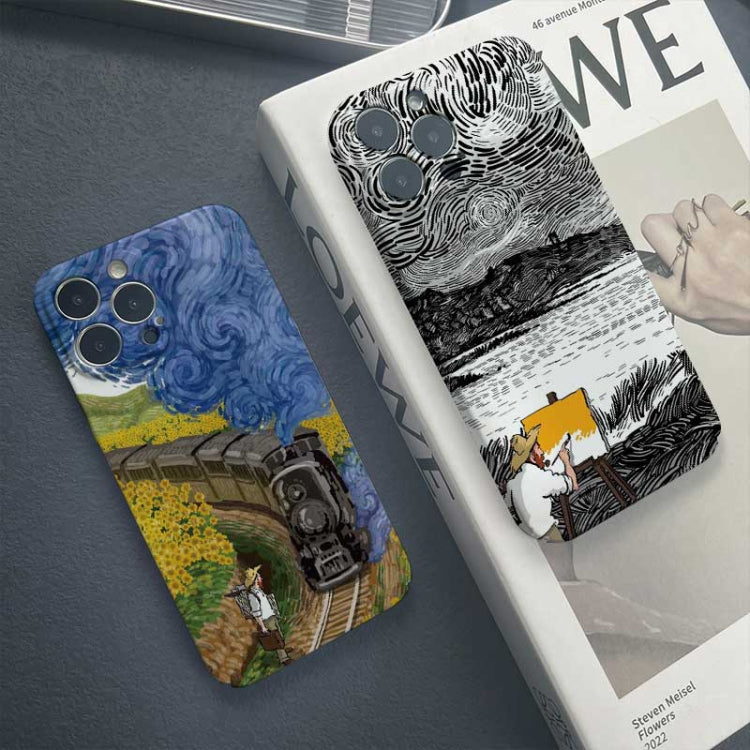 For iPhone 13 Pro Precise Hole Oil Painting Pattern PC Phone Case(Handcart) - iPhone 13 Pro Cases by buy2fix | Online Shopping UK | buy2fix