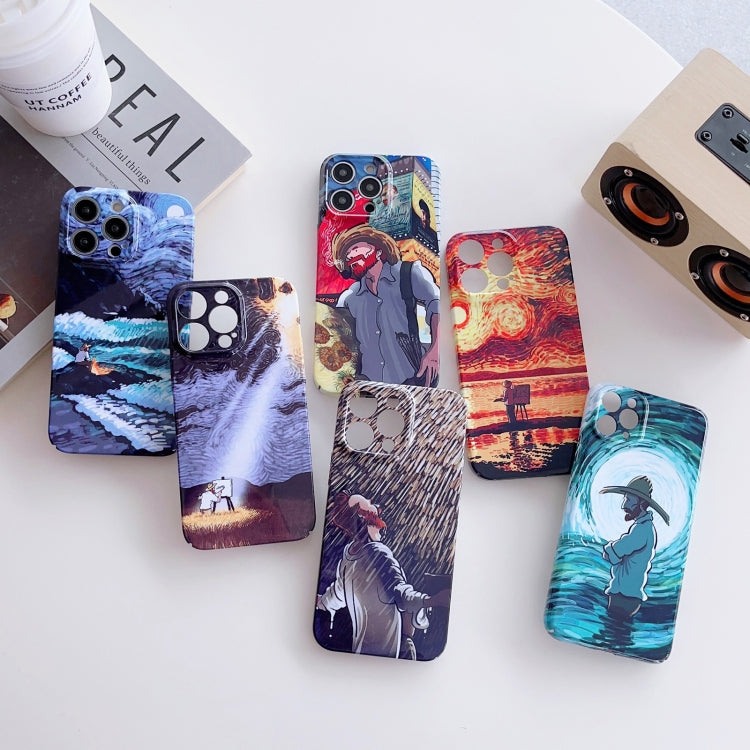 For iPhone XS Max Precise Hole Oil Painting Pattern PC Phone Case(Sunset) - More iPhone Cases by buy2fix | Online Shopping UK | buy2fix