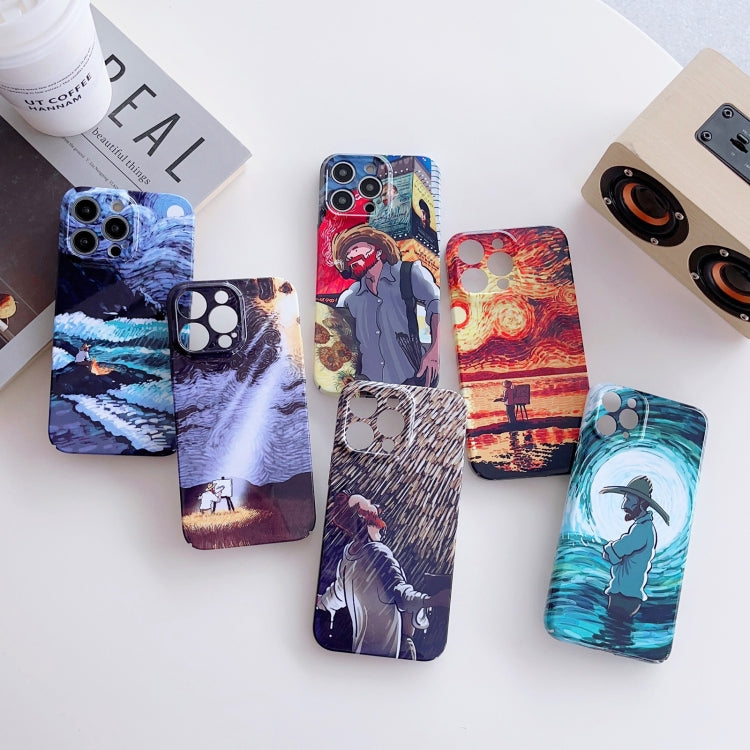 For iPhone 8 Plus / 7 Plus Precise Hole Oil Painting Pattern PC Phone Case(Rain) - More iPhone Cases by buy2fix | Online Shopping UK | buy2fix