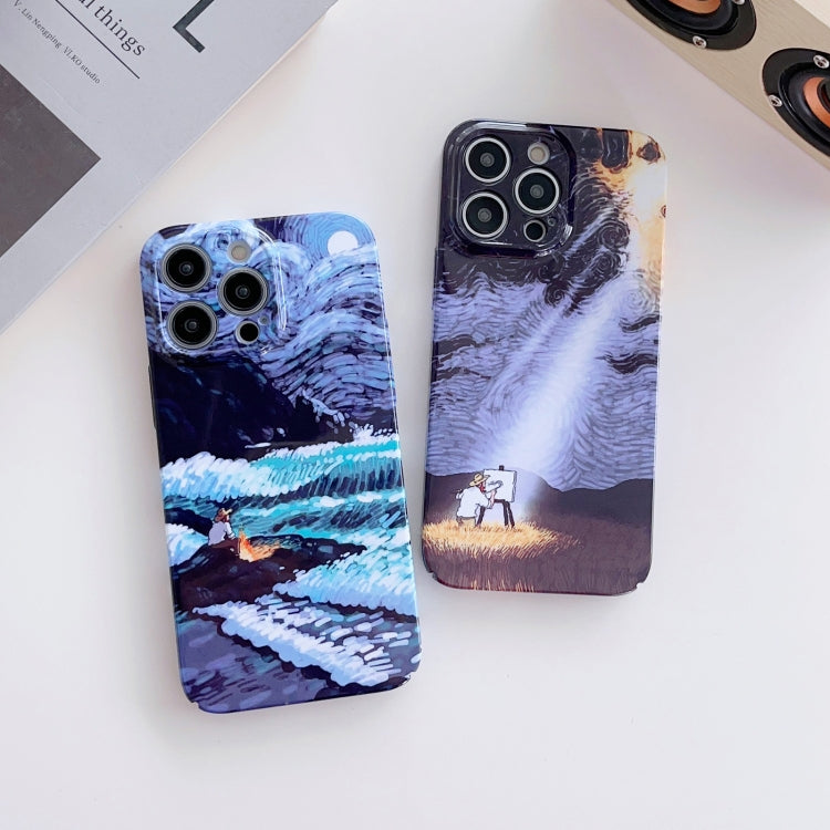 For iPhone 14 Pro Precise Hole Oil Painting Pattern PC Phone Case(Thinker) - iPhone 14 Pro Cases by buy2fix | Online Shopping UK | buy2fix
