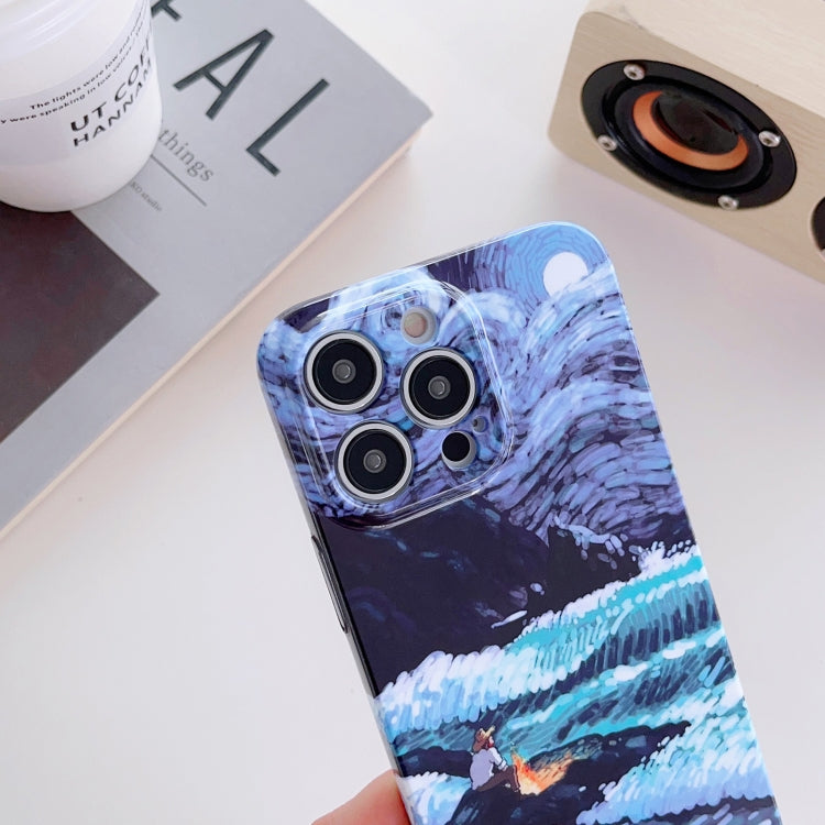 For iPhone 11 Pro Precise Hole Oil Painting Pattern PC Phone Case(Sea Wave) - iPhone 11 Pro Cases by buy2fix | Online Shopping UK | buy2fix