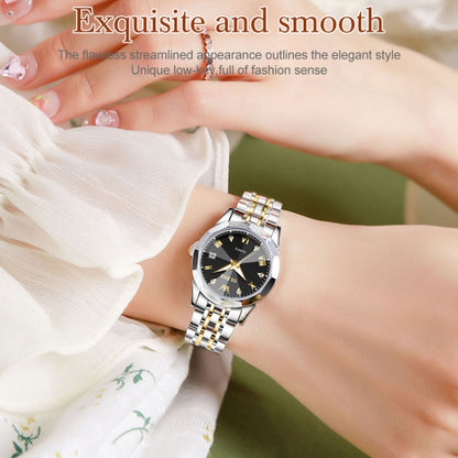 OLEVS 9931 Women Butterfly Buckle Luminous Waterproof Quartz Watch(Black + Gold) - Metal Strap Watches by OLEVS | Online Shopping UK | buy2fix