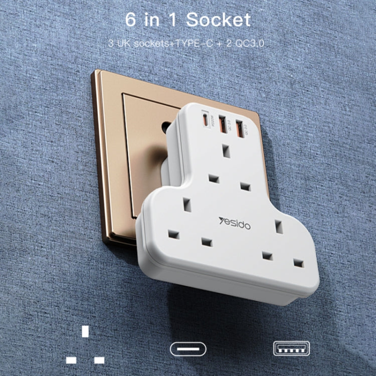 Yesido MC-15 PD+QC 3.0 3250W Home High Power Fast Charging Socket, Plug Type:UK Plug(White) - Extension Socket by Yesido | Online Shopping UK | buy2fix