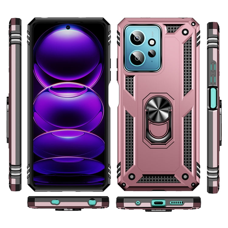 For Xiaomi Redmi Note 12 4G Global Shockproof TPU + PC Phone Case with Holder(Rose Gold) - Note 12 Cases by buy2fix | Online Shopping UK | buy2fix