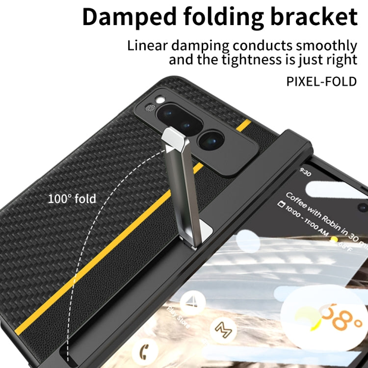 For Google Pixel Fold GKK Integrated Contrast Color Fold Hinge Leather Phone Case with Holder(Blue) - Google Cases by GKK | Online Shopping UK | buy2fix