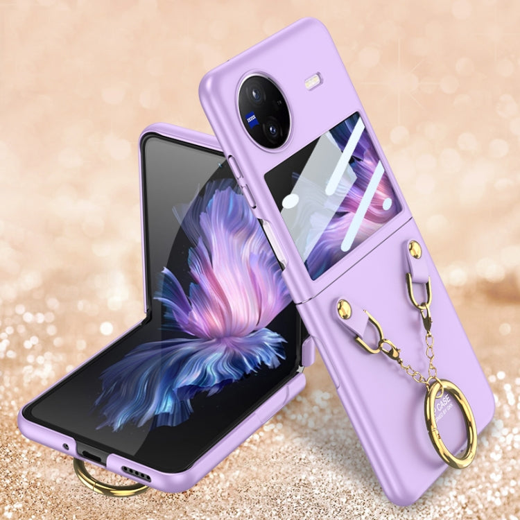 For vivo X Flip GKK Integrated Necklace Hinged Flip Phone Case with Ring Holder(Purple) - vivo Cases by GKK | Online Shopping UK | buy2fix