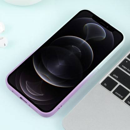 For iPhone 12 Pro Gradient Starry Silicone Phone Case with Lens Film(White Purple) - iPhone 12 / 12 Pro Cases by buy2fix | Online Shopping UK | buy2fix